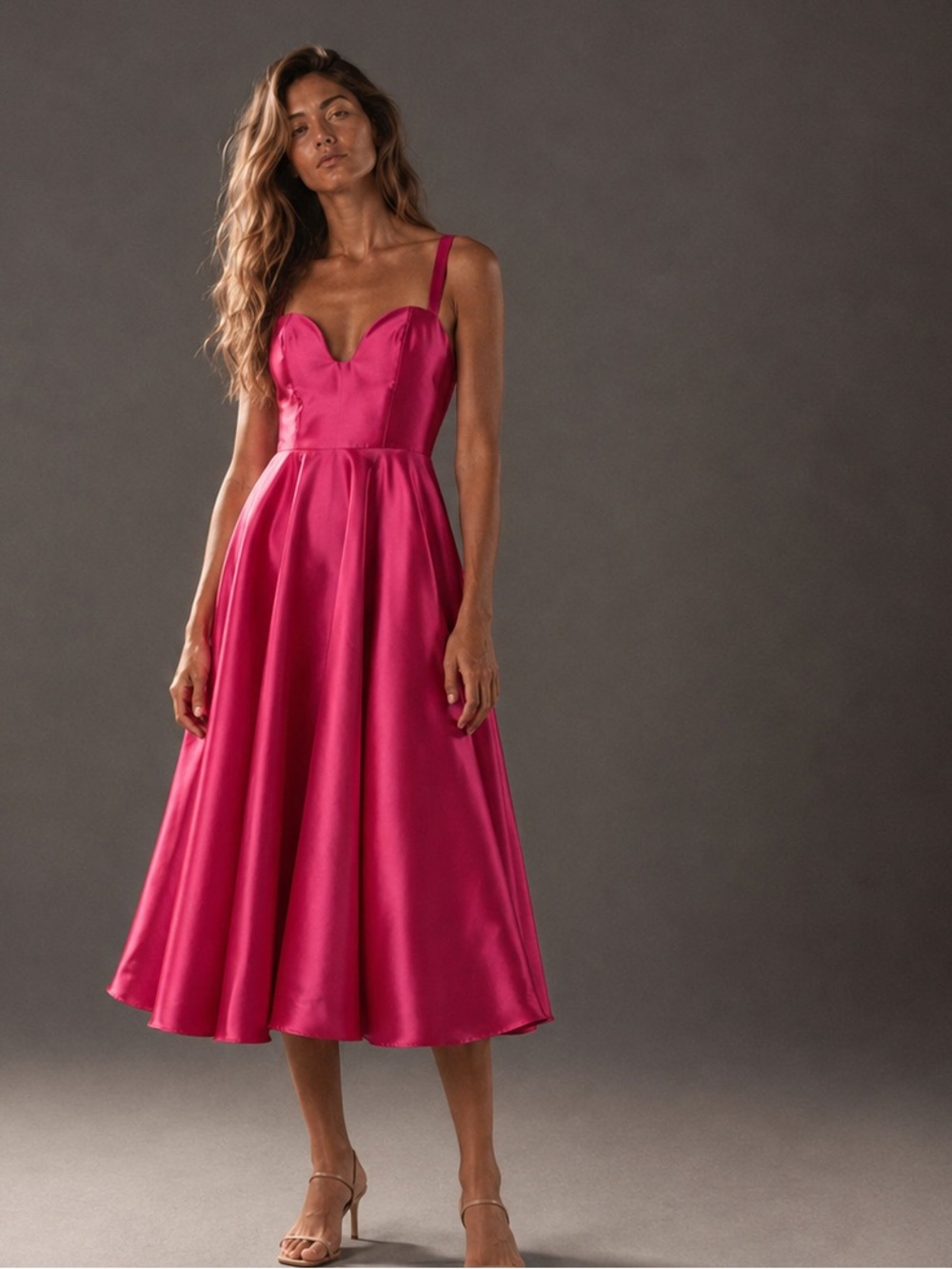 hot pink satin midi dress Hutch Lonnie / 6 Asymmetric dress